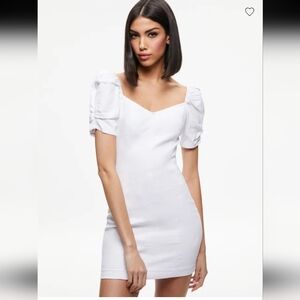 alice+ olivia MIMI PUFF SLEEVE DENIM MINI DRESS